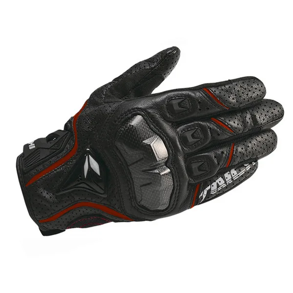 Totalmente de piel perforada de fibra de carbono de la motocicleta guantes de motocicleta de carretera en guantes transpirable hombres Motocross guantes