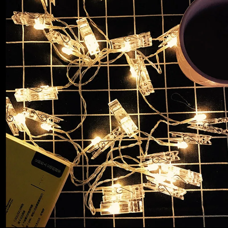 1.5M 2M 3M 4M Photo Clip Holder LED String lights For Christmas New Year Party Wedding Home Decoration Fairy Battery | Лампы и
