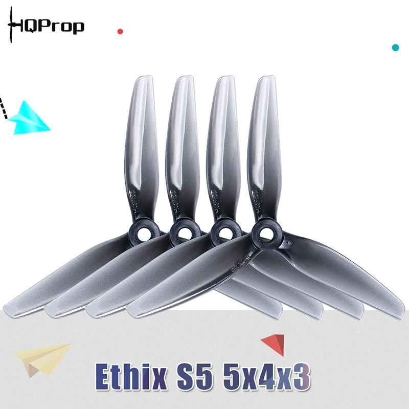 

High Quality HQ Ethix S5 5X4X3 5040 5inch 3 blade/tri-blade propeller prop Light Grey compatible XING 2207 motor for FPV drone