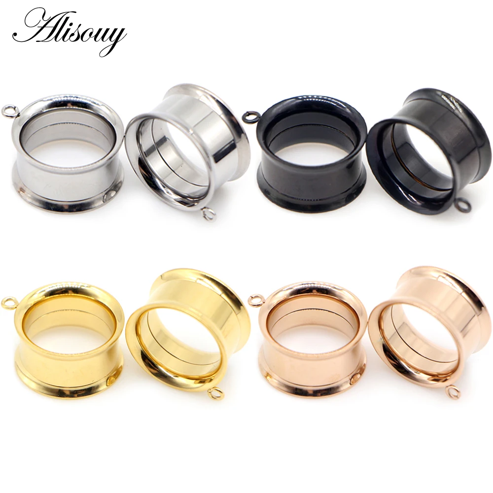 Alisouy 2pc DIY Dangle Double Flared Stainless Steel Ear Plugs Piercing Screw Tunnels Stretchers Body Jewelry Earrings Expander | Украшения