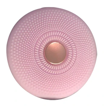 

Pink Silicone Face Cleanser Massager Handheld Facial Brush Deep Cleansing Rechargeable Vibration Beauty Device LED Light Skin Ca
