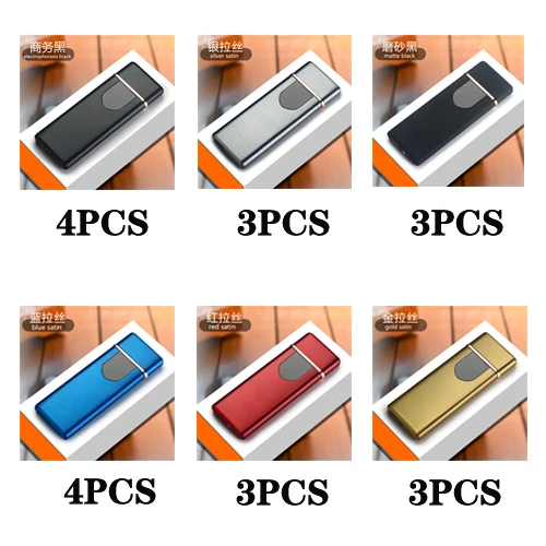 20 шт./лот, ультра-тонкий USB прикуриватель, электронные зажигалки, интеллектуальная индукция для мужчин, подарки, аксессуары для сигарет - Цвет: Combination E