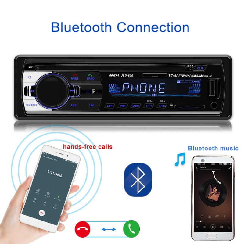 LTB FM автомобильный радиоприемник с Bluetooth стерео автомагнитола FM/AUX в приемник JSD 520