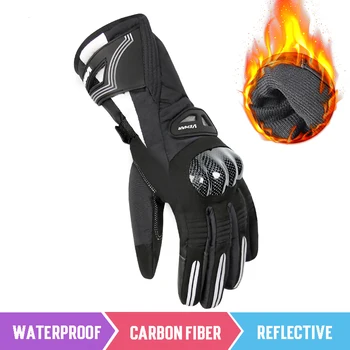 

NEW Winter Motorcycle Men carbon fiber Waterproof Windproof Gloves Moto Gloves motorbike Touch Screen Gant Moto Guantes Riding