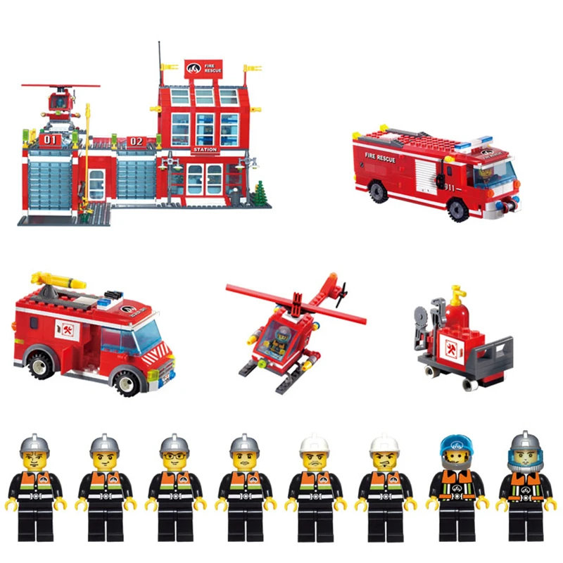 Najtaniej HOT NEW City Police straży pożarnej ciężarówki Spray pistoletem na wodę statku powietrznego strażaków samochód klocki zestawy cegły zabawki dla dzieci zestawy dane liczbowe