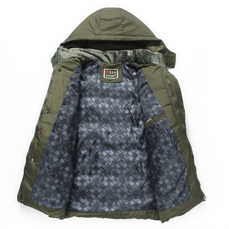 Hooded Disposable Smooth Fabric down Cotton Cotton-padded Clothes Cotton Coat Cotton-padded Jacket Middle-aged Dad Grandpa Thick