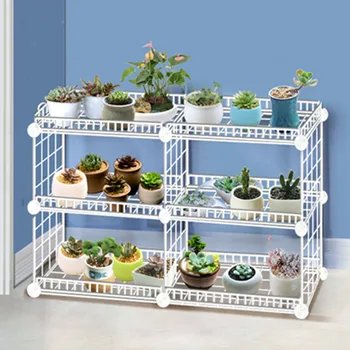 

Household Wrought Iron Multi-layer Plant stand With Four Sides Of Fence Rack Balcony Indoor Garden Flower Pot Shelf Detachable