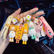 

Cartoon UOVO FRIENDS Food Series Keychain Fashion Women Men Car Keyring Cute Sausage Poached Egg Doll Bag Pendant Key Chain Gift