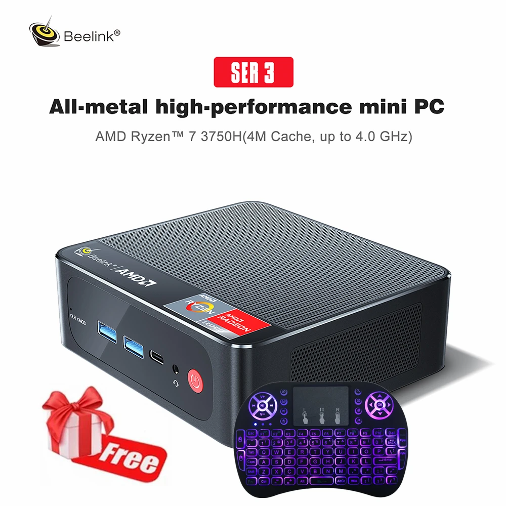 2022 Beelink SER3 AMD Ryzen 7 3750H Windows 10 Pro MINI PC DDR4 16GB RAM 256GB SSD WIFI BT Gaming Computador Gamer SATA HDD NVME |