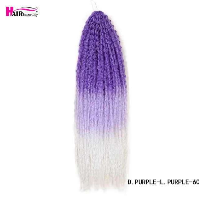 20-28 Inch Afro Kinky Curly Crochet Braids Hair Ombre Braiding Hair Extensions Marly Hair For Women Brown 613 Hair Expo City D.PURPLE-L.PURPLE-60