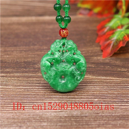 Натуральный Зеленый Изумрудный нефрит Pixiu кулон ожерелье Jadeite ювелирные изделия