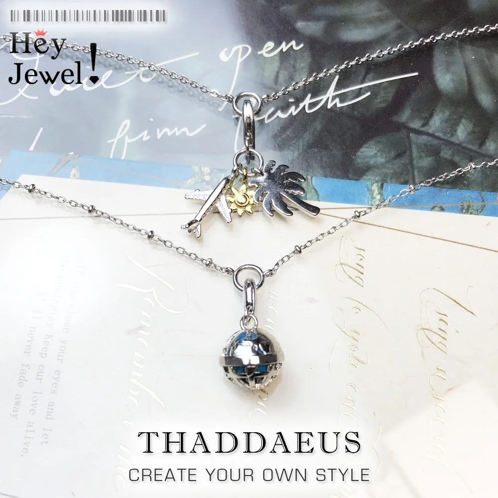 Ожерелье с подвеской в виде глобуса для отпуска Весенняя бижутерия европейском стиле из стерлингового