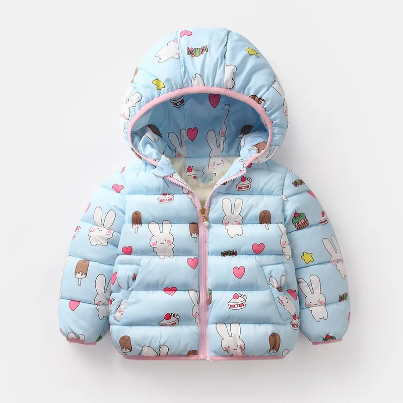Smartbabyme/ г.; пуховики с капюшоном для маленьких девочек и мальчиков; повседневное ветрозащитное и теплое детское пуховое пальто с рисунком - Цвет: L