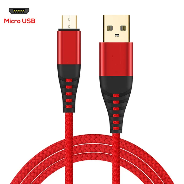 Кабель Micro USB с нейлоновой оплеткой для передачи данных для samsung Galaxy S7 edge S6 J4 J5 J6 J7 Xiaomi Redmi Note 5 4 huawei Android USB шнур - Цвет: Red for Micro Usb