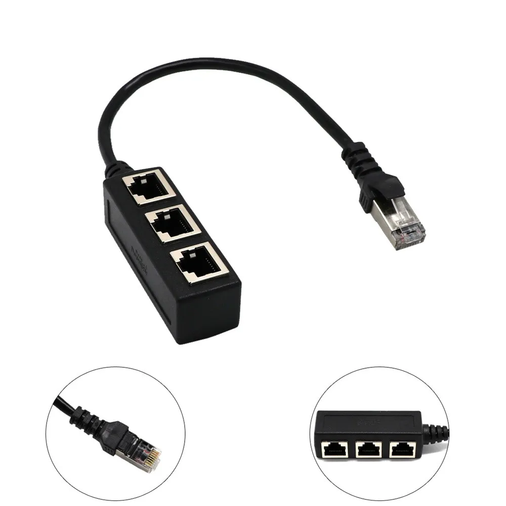 

1 to 3 socket LAN Ethernet network RJ45 plug splitter extender