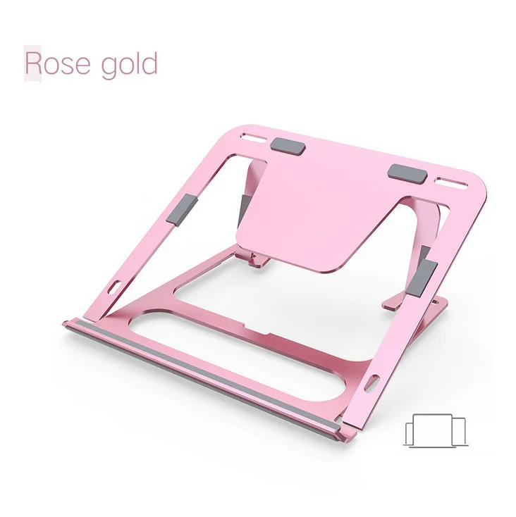 Rose gold BEESCLOVER портативная Регулируемая подставка для ноутбука подножка; алюминиевый сплав универсальный портативный ПК ноутбук Настольный стенд держатель d30 - Цвет: Rose gold