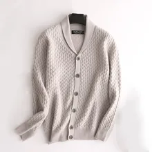 Кашемировое толстое вязаное мужское умное повседневное кардианское пальто с отложным воротником, однобортное одноцветное пальто S/100-2XL/120