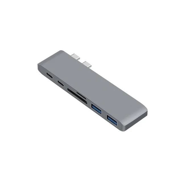 Gray USB C концентратор тип-c для нескольких портов USB 3,0 TF SD Тип c ридер карта адаптер USB-C концентратор разветвитель док-станция для MacBook Pro/Air - Цвет: Gray