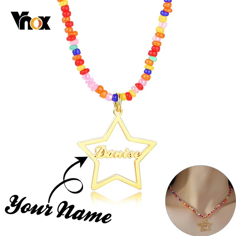 

Vnox Custom Name Women Necklaces Star Pendant Stainless Steel Metal Personlaized Initial Jewelry Elegant Anniversary Gift