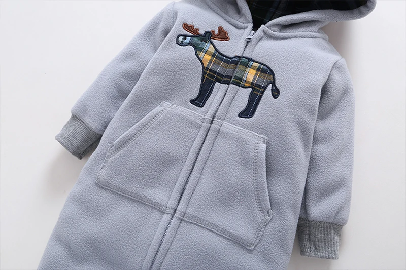 Зимняя одежда для малышей теплый детский комбинезон с капюшоном, плотная флисовая одежда для новорожденных девочек и мальчиков