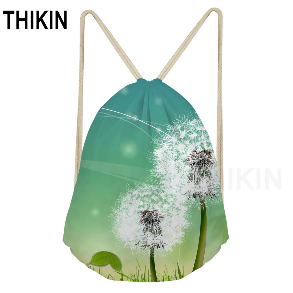 As Pictures THIKIN 3D Одуванчик узор полиэстер Луч Карман Drawstring сумка Милая Высокая емкость женский рюкзак дорожный мешочек для хранения на заказ - Цвет: As Pictures