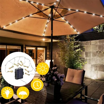 

Patio Umbrella Lights Waterproof Outdoor String Lights Solar Patio Umbrel Christmas Garden Decoration LED Light String рождество