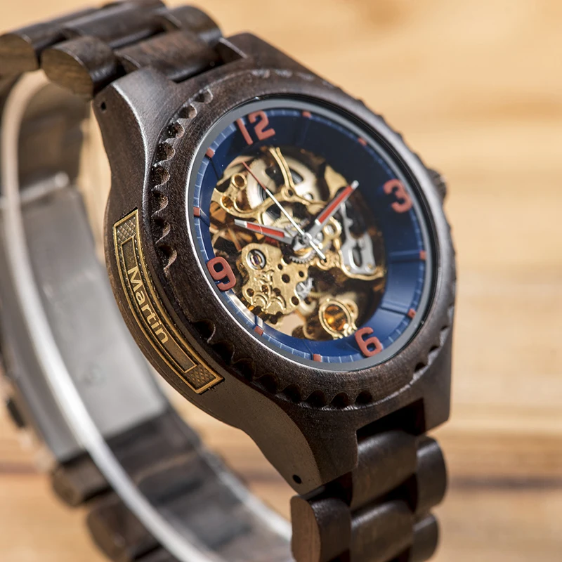 Мужские деревянные часы orologio uomo с логотипом BOBO BIRD, автоматические механические наручные часы, водонепроницаемые мужские часы в деревянной коробке, Рождественский подарок