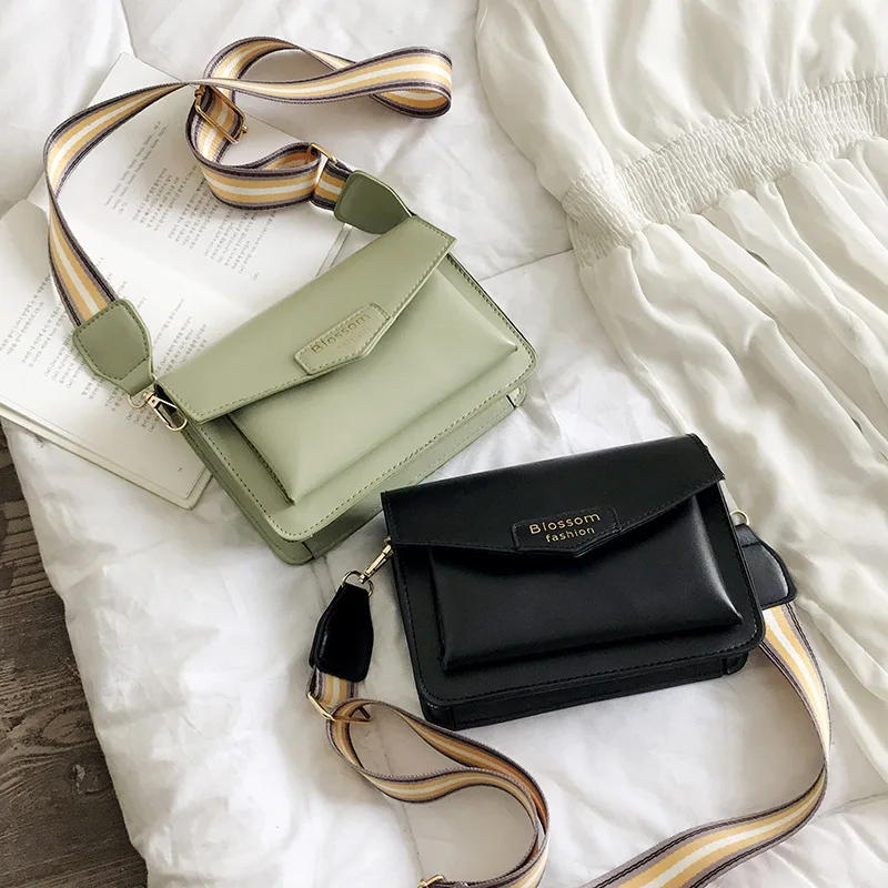 

2019 New Style Bag Women's Fashion Broadband Crossbody Bag Casual Elegant Simple Versatile Lettered Square Sling Bag