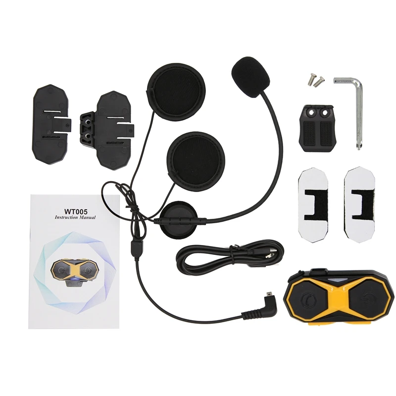 Yellow Мотоциклетный шлем Bluetooth гарнитура Водонепроницаемый 1000 м беспроводной Bluetooth 3,0+ EDR WithA2DP, AVRCP и FM Музыкальный Интерком интерфон - Цвет: Yellow