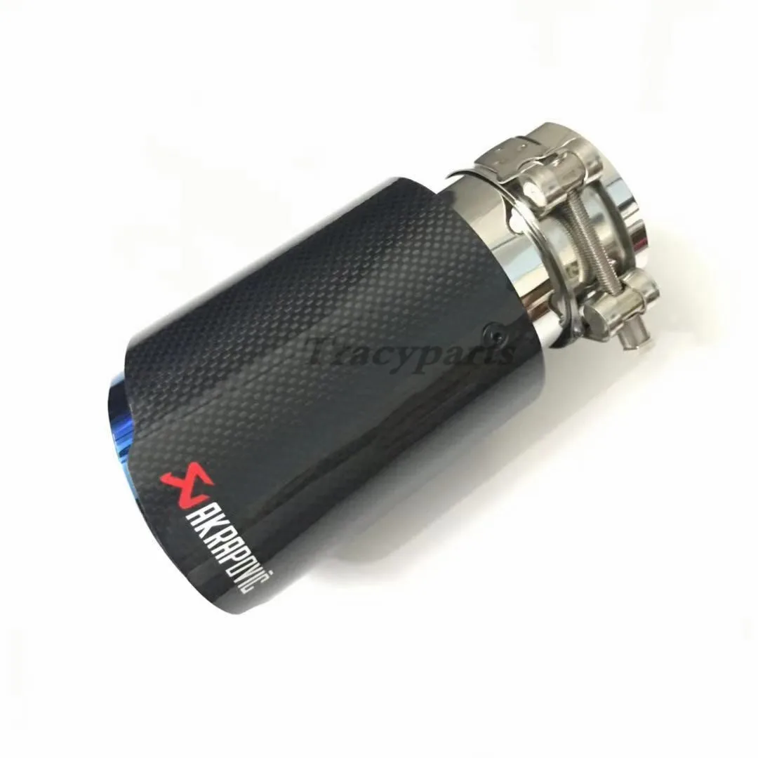 1 шт. Akrapovic гладкая ткань Глянцевая углеродная выхлопная система Глушитель Синий Гладкий наконечник хвостовые трубы универсальные прямые из нержавеющей стали