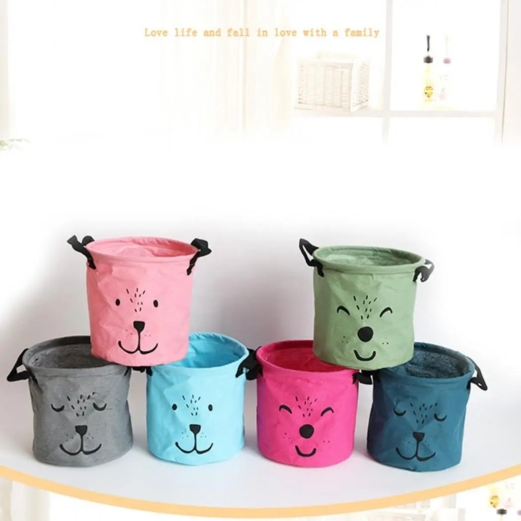 

Cartoon Printed Laundry Hamper Home Portable Foldable Storage Basket Multifunction Toys Clothes Blanket Towel Organizer Bucket
