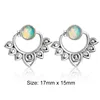 Bohemian Openwork Metal Lotus Opal Stud Earrings Vintage Jewelry Antique Silver Color Detachable Joint Earrings Mujer ► Photo 2/6