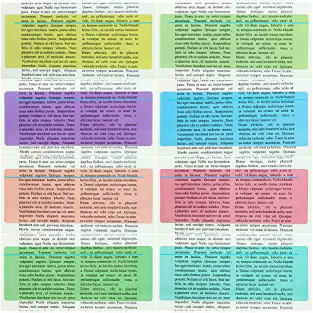 

8PCS Guided Reading Highlight Strips Bookmark Colored Overlay Reading Tracking Rulers Helps with Reduce Visual Stress
