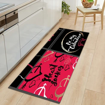 

Valentine's Day Kitchen Anti-slip Mat Bedroom Bathroom Home Door Mat 3D Printing Home Floor Decoration Living Room Carpet