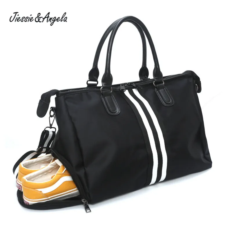 Jiessie&ampAngela Large Travel Bag Women Black Hand Bags Luggage Duffle Multifunctiona Suitcase Waterproof Fitness | Багаж и сумки