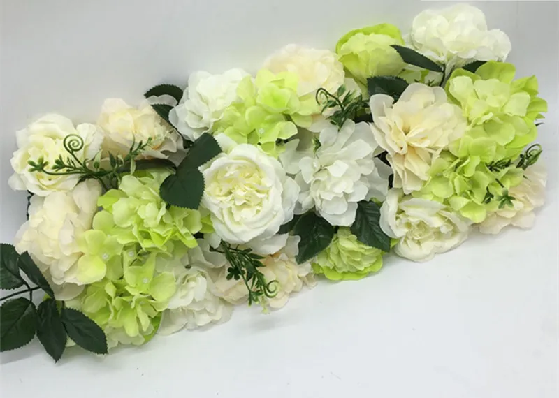 

10pcs/lot Wedding Wall Backdrop Decorative Artificial Rose Hydrangea Silk Flowers Runner Party Stage Decoration Flower Rows