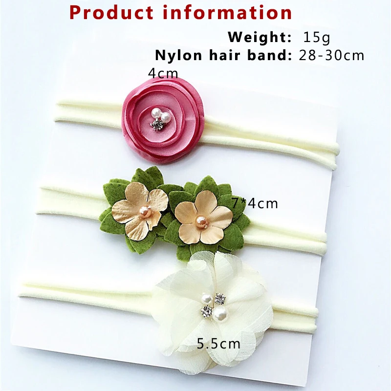 3pcs/lot Fashion Florals Headband Newborn Baby Elastic Princess Hairbands Child Kids Cute Headwear baby Hair Accessories