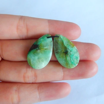 

New Charms Women Earrings Jewelry Gift Gem Customized,birthday gift!!Carved Chrysocolla Earring Beads，23x14x5mm，5.1g