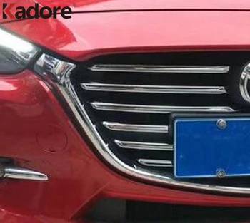 

For Mazda 3 M3 Axela 2017 2018 ABS Chrome Front Center Grille Around Trim Racing air Grills Trim Decorative 12pcs