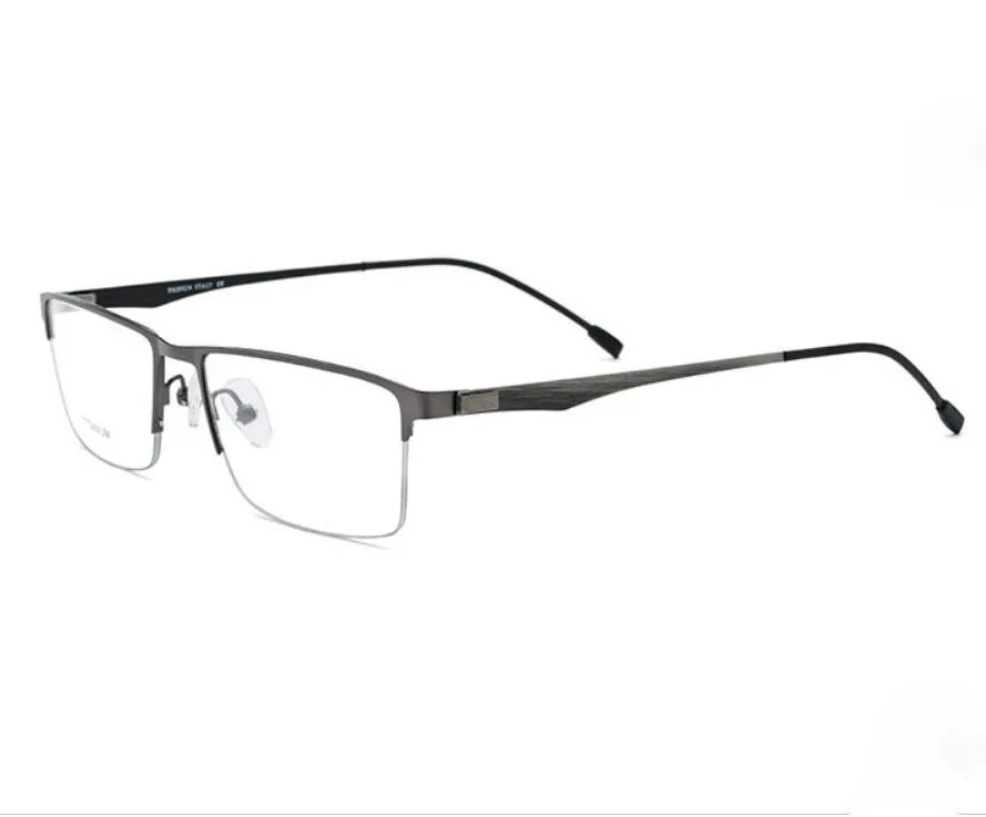 grey Ultralight pure titanium frames 9838 business style men eyewear can be myopia reading glasses 1.74 anti-blue lenses - Цвет оправы: grey