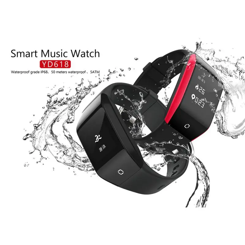 

New Smart Wristband IP68 Waterproof Music Player Heart Rate Sleeping Monitor Watch Bracelet