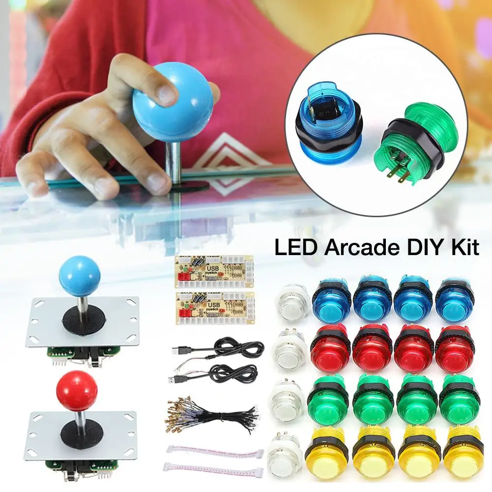 

New 2-Player DIY Arcade Joystick Kit With 20 LED Arcade Buttons & 2 Joysticks &2 USB Encoder Kit & Cables Arcade Game Parts Set