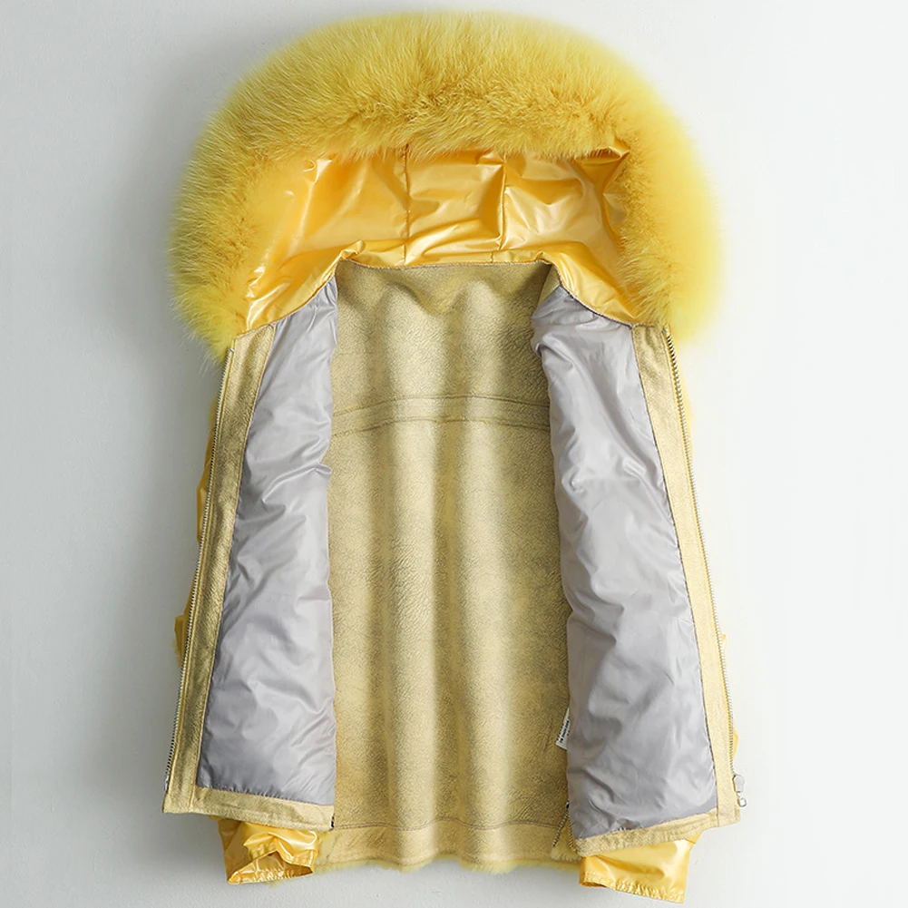 Новое Женское пальто из искусственного меха с капюшоном, Женское шерстяное пальто, короткая зимняя куртка-пуховик с лисьим меховым воротником