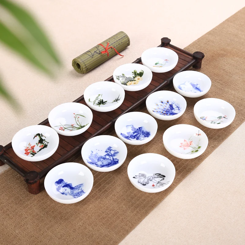 

Chinese Kung Fu Tea Set Teacup Handpainted Ceramic Tea cup puer Oolong Tea Customized gifts Household drinking utensils