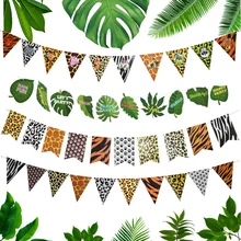 Pancarta de animales del bosque, decoración de fiesta de feliz cumpleaños, Safari de la selva, suministros de primer cumpleaños