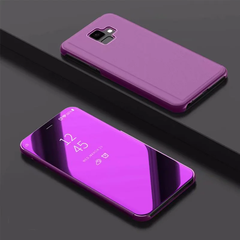 Кожаный чехол с откидной крышкой зеркала Smart View чехол для телефона сумка для samsung A10 M30 A40S A8S A50 A20 A40 A70 A60A80 A90 A20E A10E A10S A20S - Цвет: Бордовый