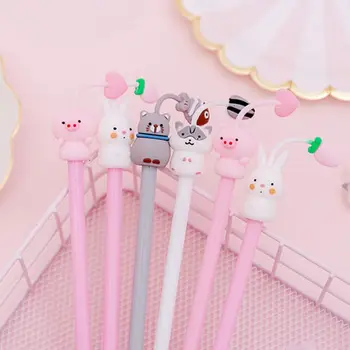 

4pcs Kawaii Cartoon Hamster Pig Black Ink Gel Pen Signature Pens School Office 24BB