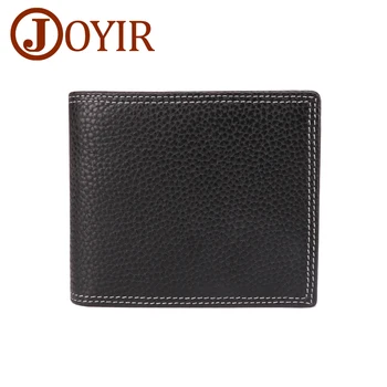 

JOYIR New Genuine Leather Men's Wallets Vintage Short Wallet Coin Purse Cowhide Leather Rfid Wallet Credit Card Purse Men