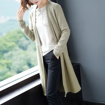 

2019 New Fashion Cardigans Female Casual Long Knitted Spring Autumn Women Loose Solid Color Pocket Design Sweater Outwear 0725