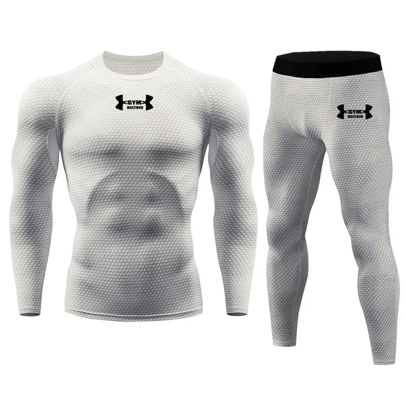 Мужской брендовый спортивный костюм, быстросохнущая одежда для бега, фитнеса, тренажерного зала, фитнеса, тренировочная одежда для мужчин - Цвет: 8